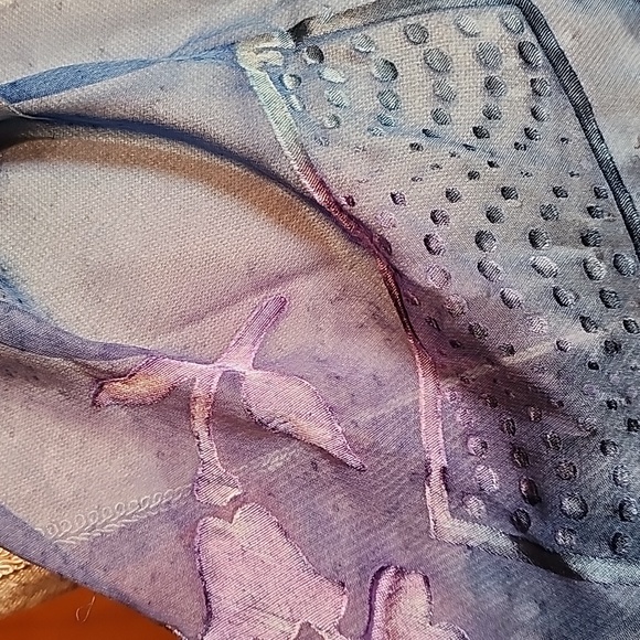 ⚡️5 For $10⚡️Vintage weighted silk navy blue and sheer floral scarves - Picture 6 of 6